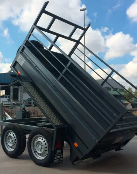 Reboque basculante hidráulico de 2 eixos – Rodas externas